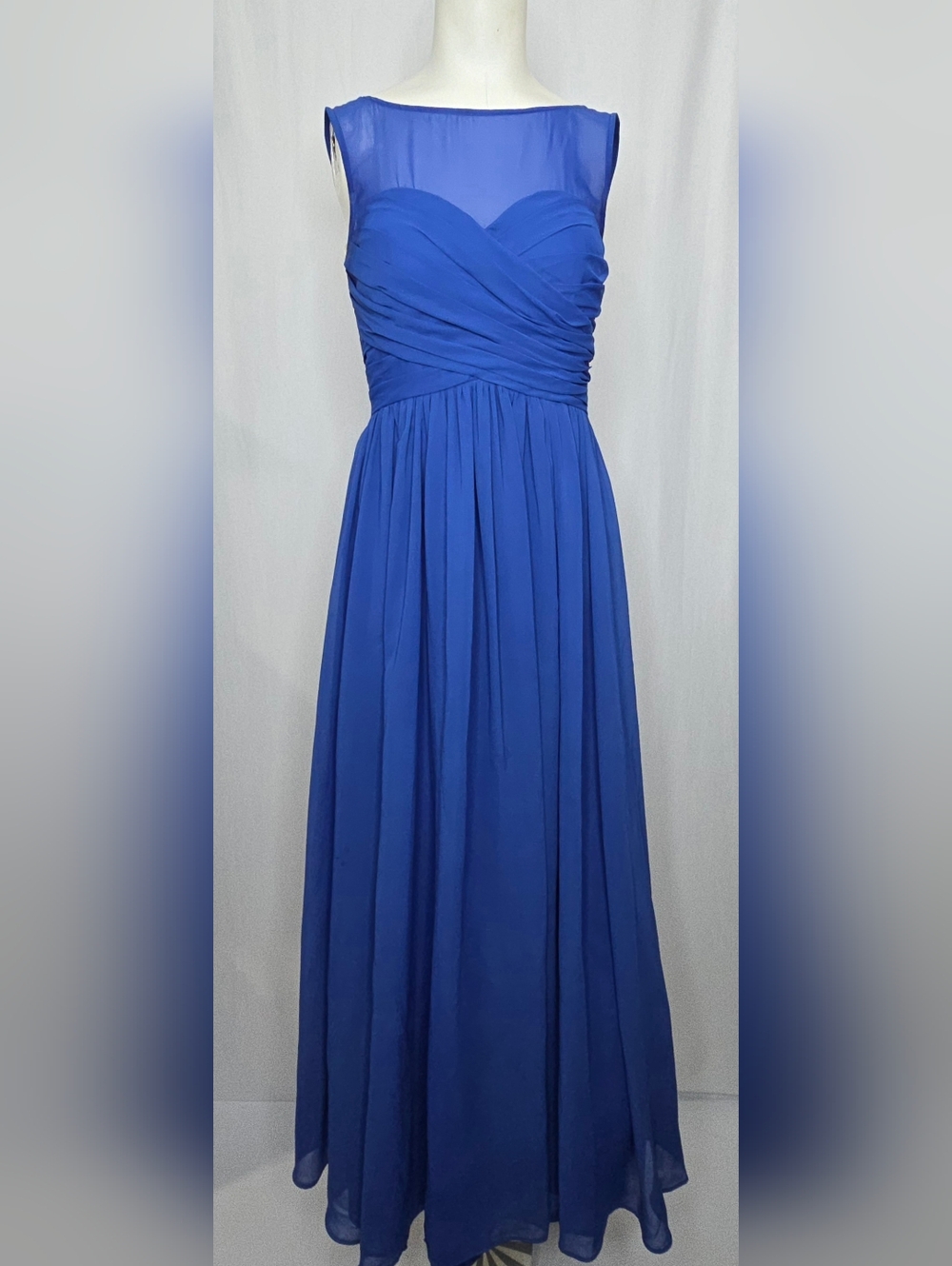 JJ’s House Royal Blue Chiffon Gown Bridesmaid or Wedding Guest MOB Sz 6 8 NWOT